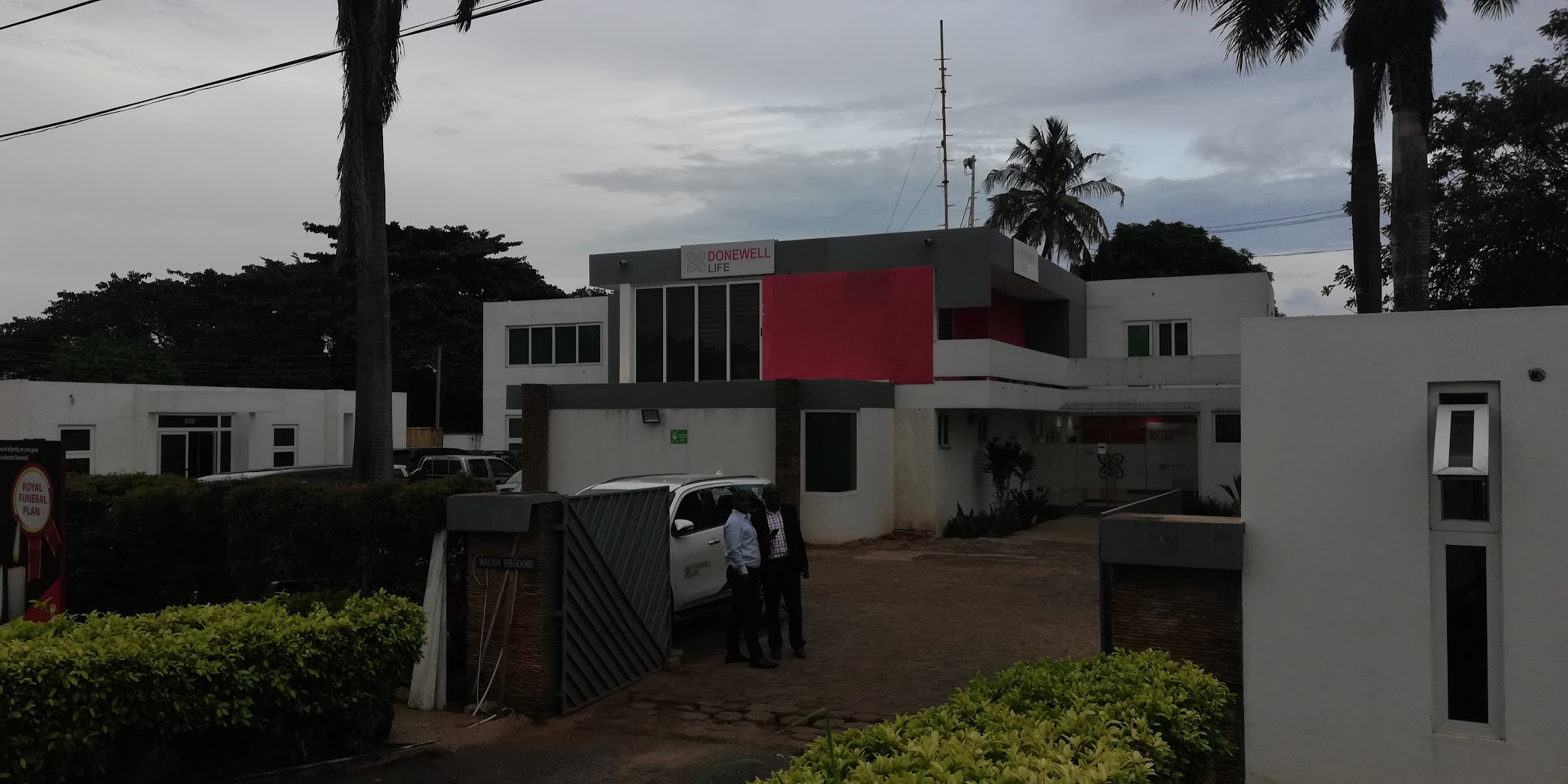 Arrival and context view at Donewell Life Headquarters in Accra, Greater Accra Region.