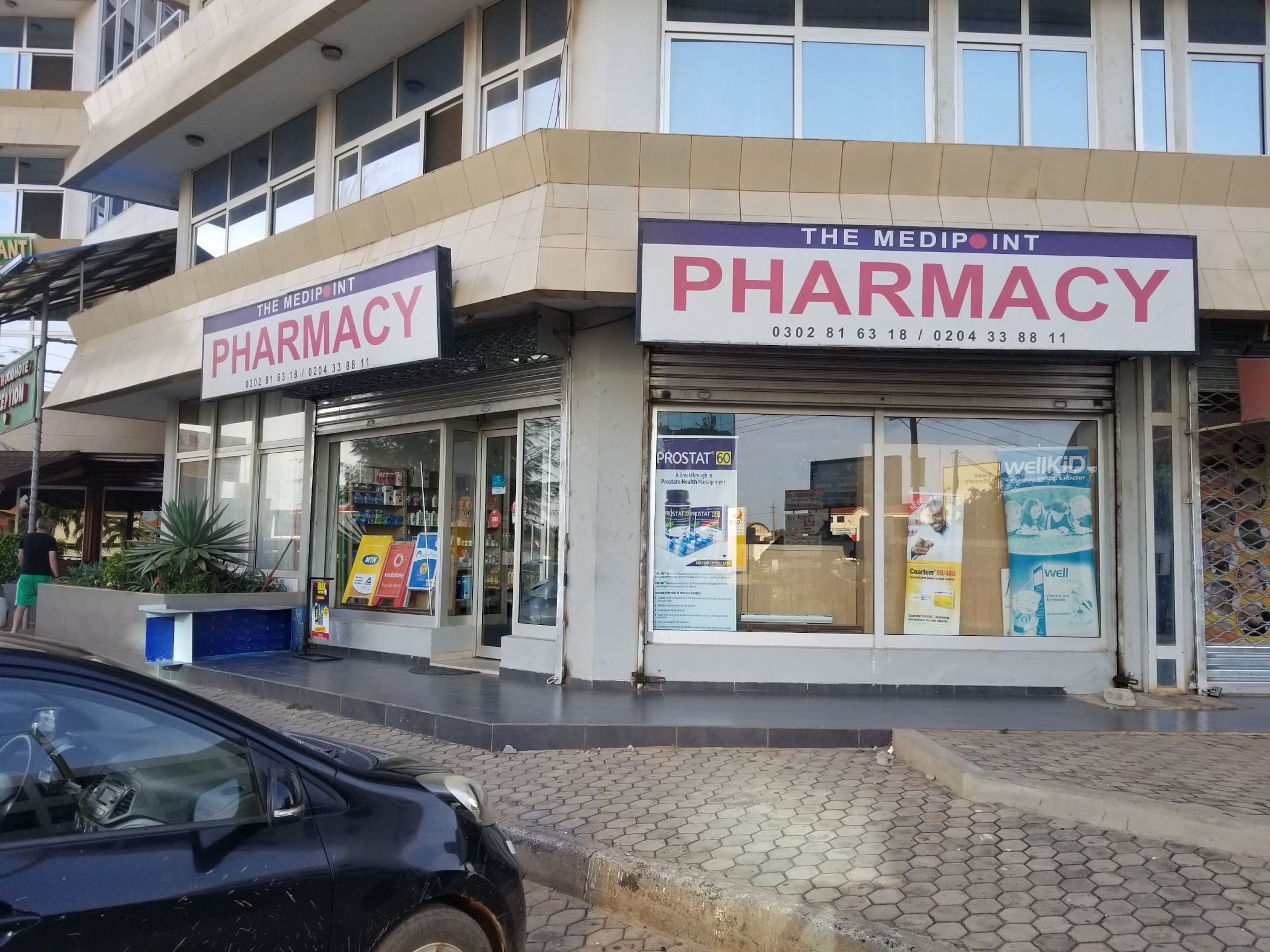 A first look at Medipoint Pharmacy | Spintex Road | Ghana 🇬🇭, showing the storefront or entry point patients are actually deciding on in Accra.