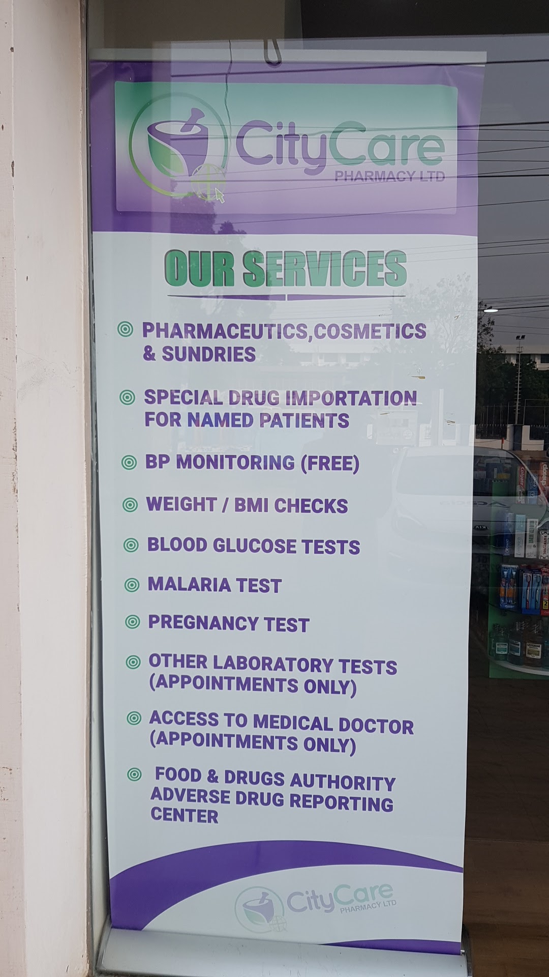 Arrival and context view at CityCare Pharmacy | Ghana 🇬🇭 in Madina, Greater Accra Region.
