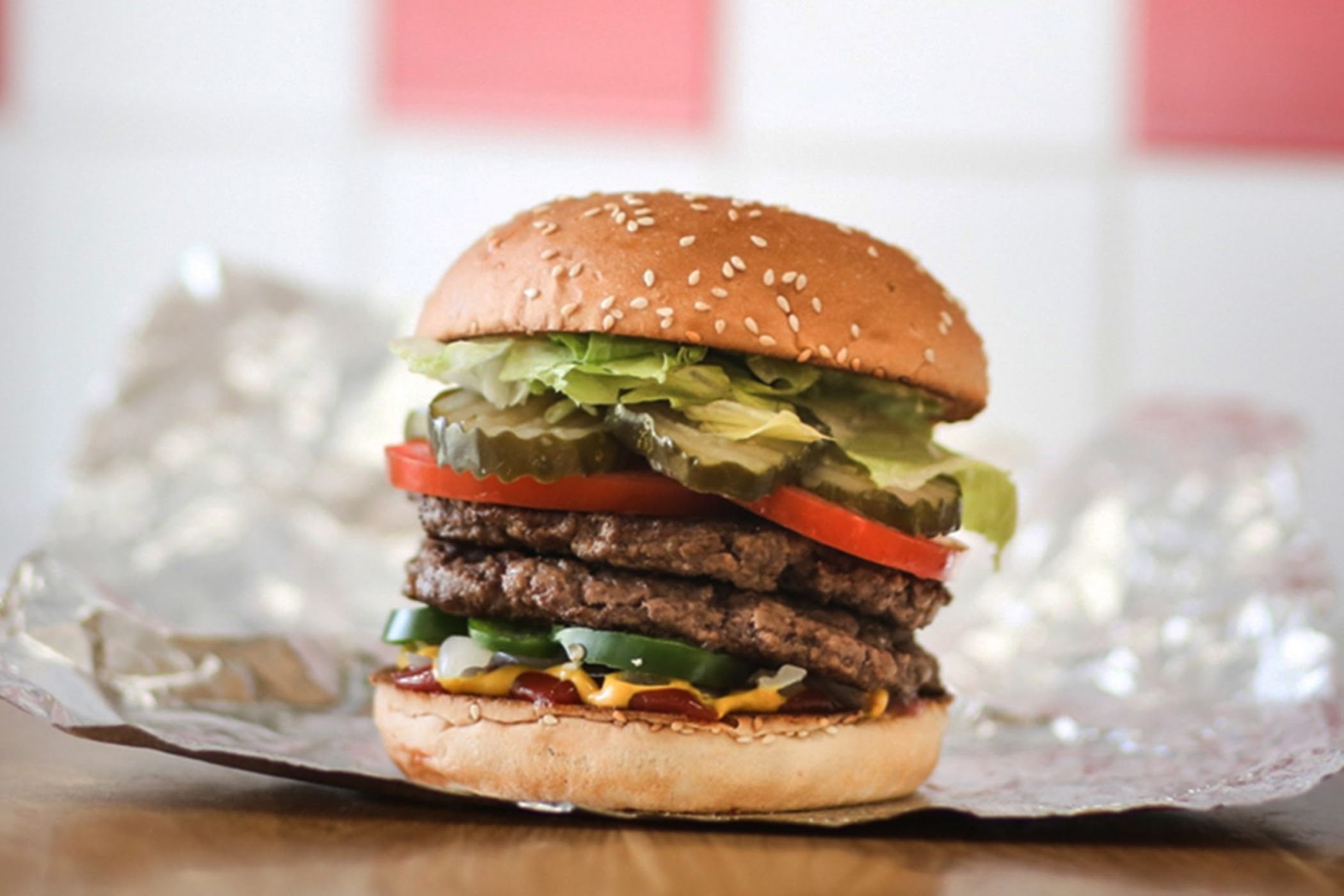 Arrival and context view at Five Guys in Mountain View, California.