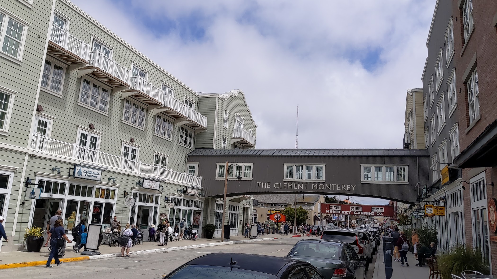 Arrival and context view at Cannery Row in Monterey, California.