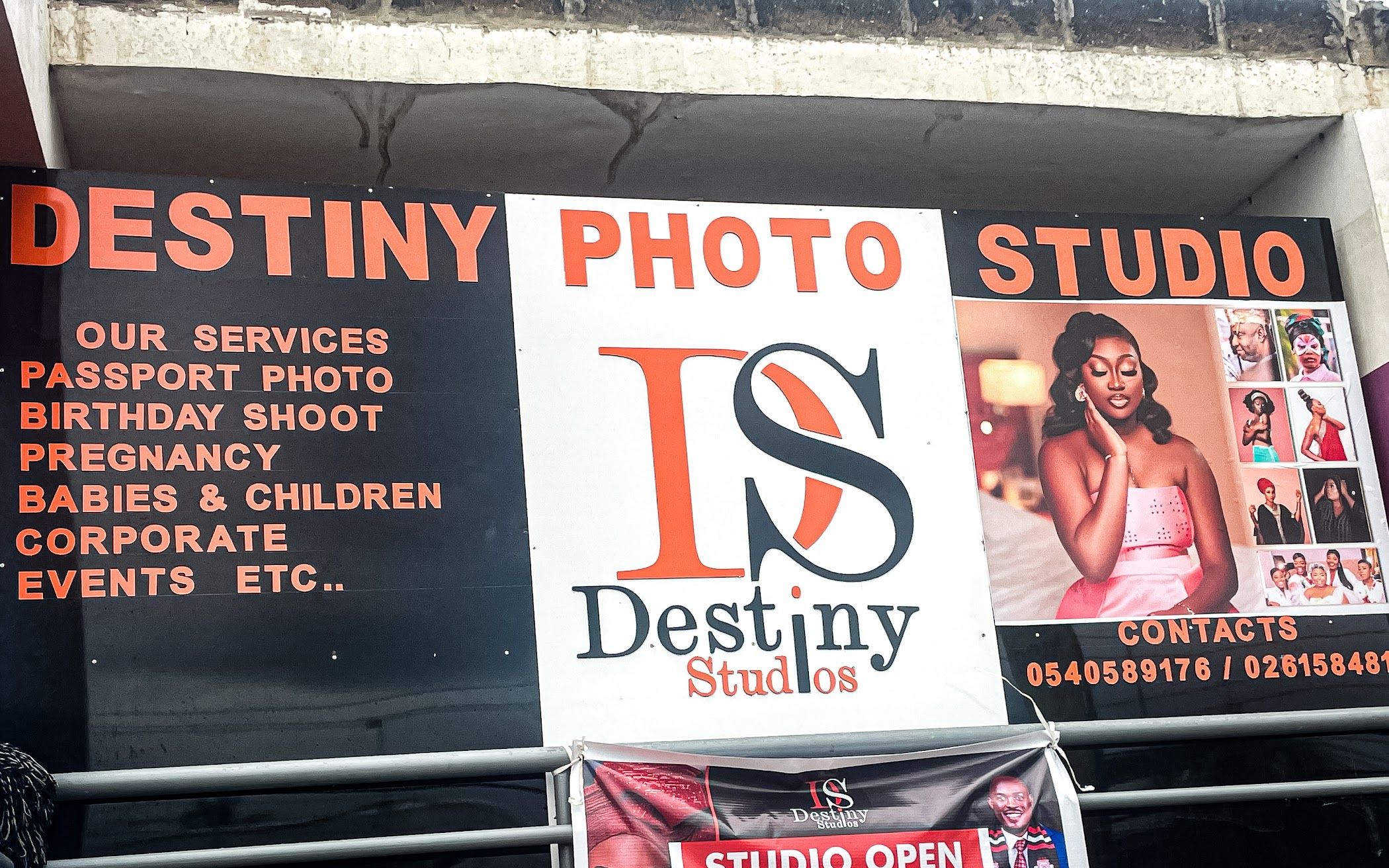 Arrival and context view at Destiny Photo Studio in Accra, Greater Accra Region.