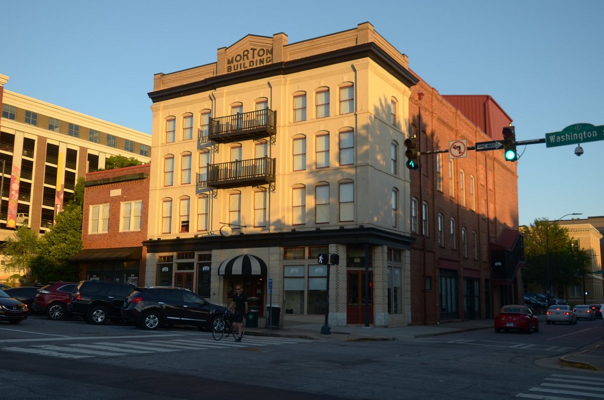 A first look at Morton Theatre, showing the historic downtown Athens setting and the performance-night atmosphere you are walking into.