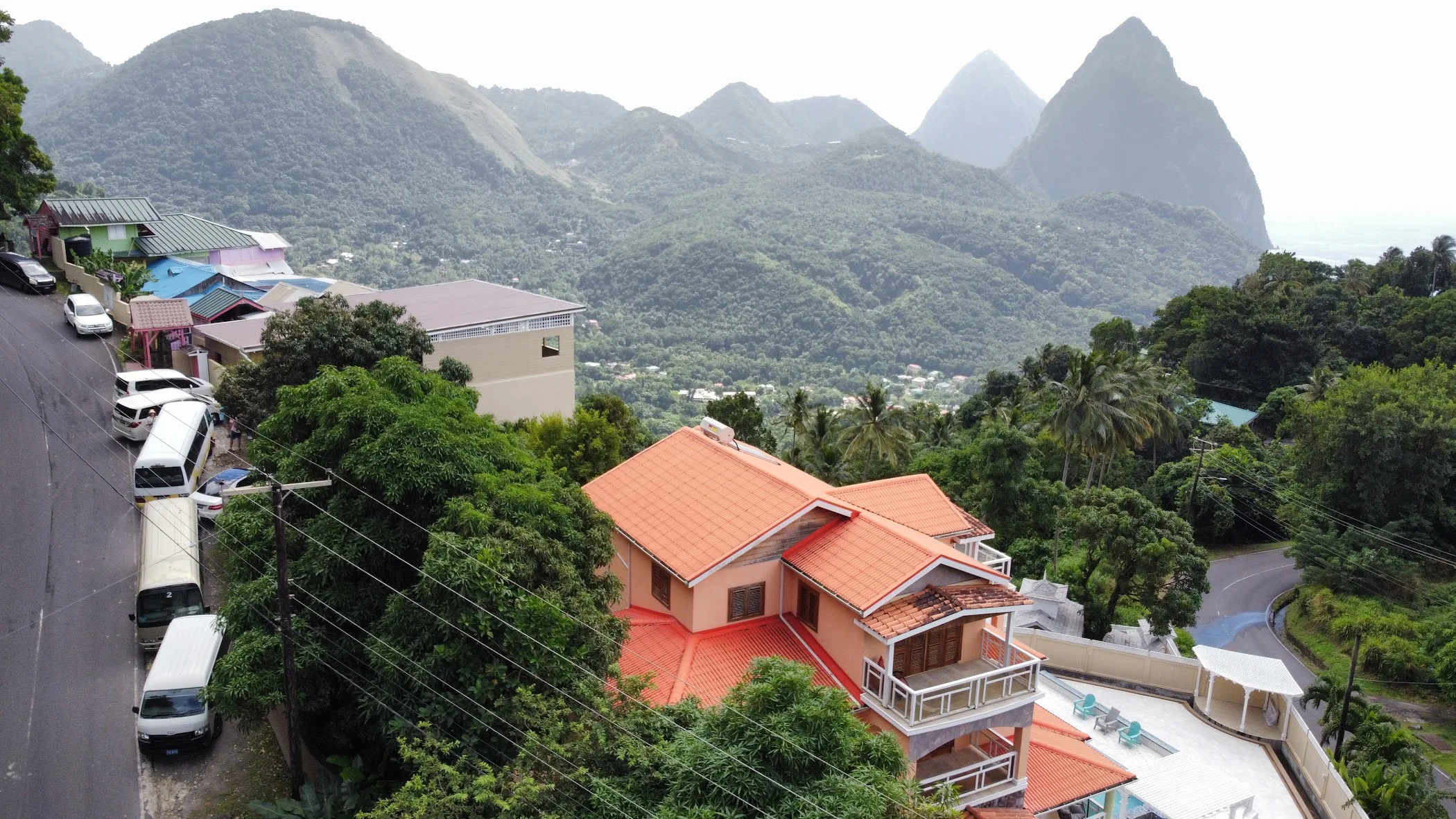Arrival and context view at The Beacon Restaurant in Palmiste, Soufriere.