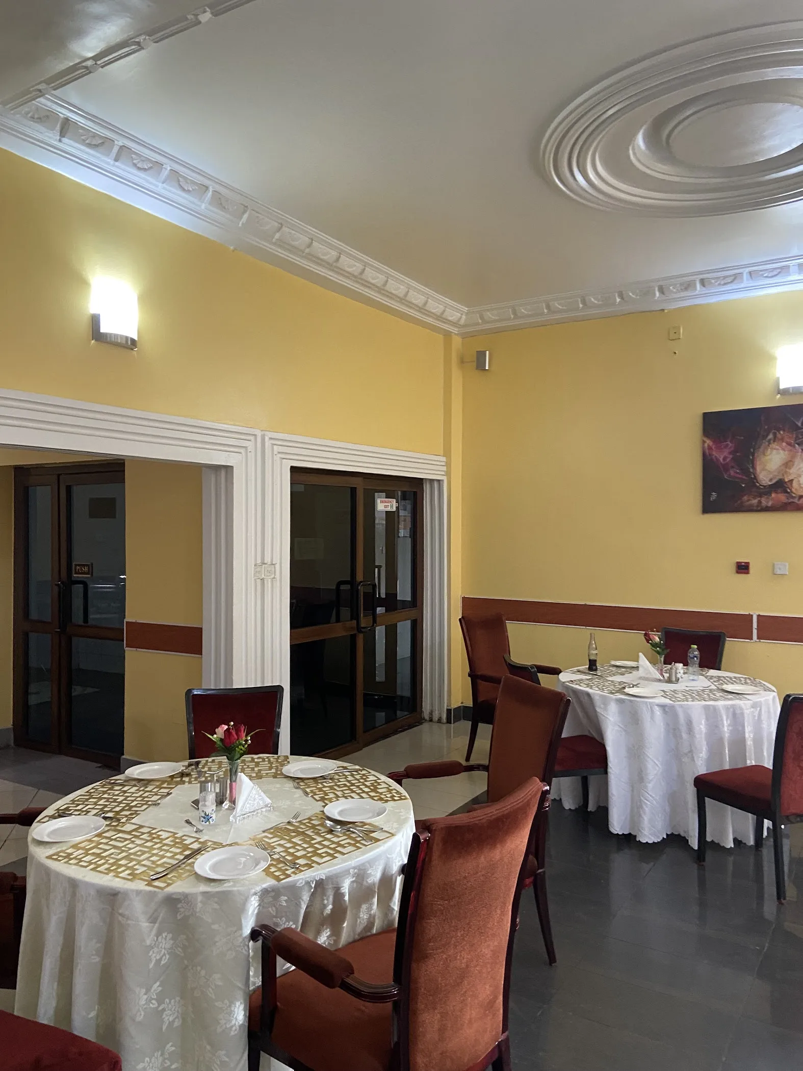 Arrival and exterior context at M.J. Grand Hotel in Accra, Greater Accra Region.