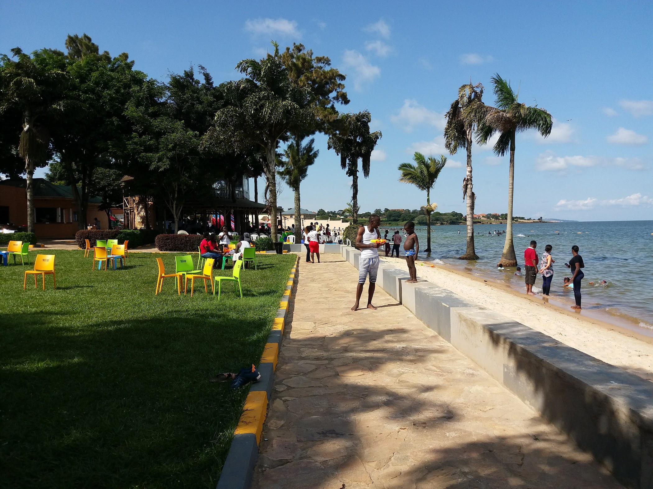 Visitors enjoying Lake Victoria in Entebbe