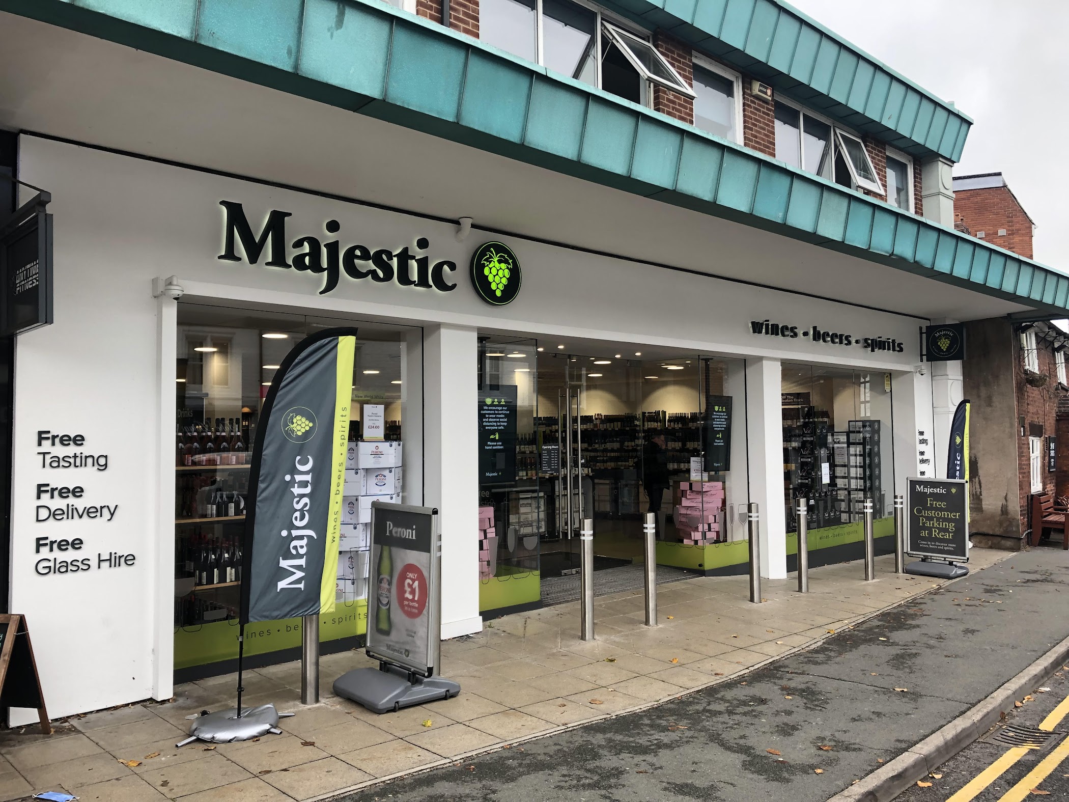A first look at Majestic Wine | Knutsford, showing the storefront and the kind of retail stop you are actually walking into on Canute Place.